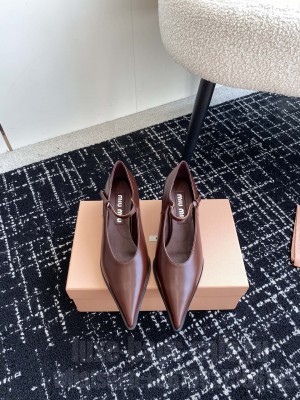 Miu Miu 5cm Calfskin Mary Jane Pump Burgundy