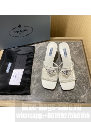 Prada 6.5cm Plexiglas Sandals Mule 2022 Collection,White