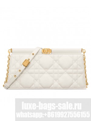 Christian Dior Caro Colle Noire Clutch With Chain White