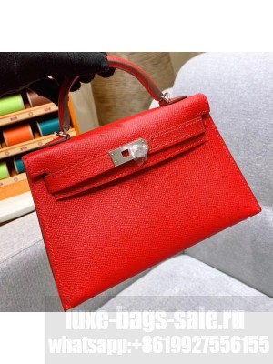 Hermes Mini Kelly II Bag in Original Epsom Leather Cherry Red