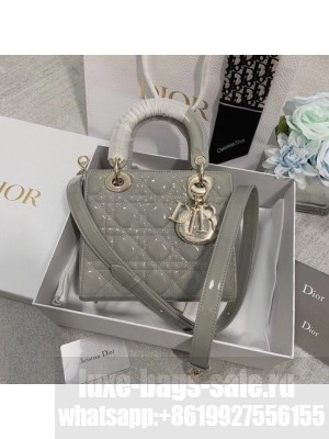 LADY DIOR MY ABCDIOR BAG Gray Patent Cannage Calfskin M0538