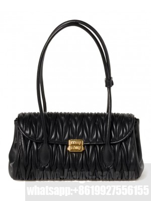 Miumiu Matelasse Nappa Leather Shoulder Bag Black