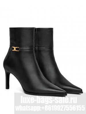 Celine Women's Verneuil Ankle Boot With Triomphe In Calfskin Black