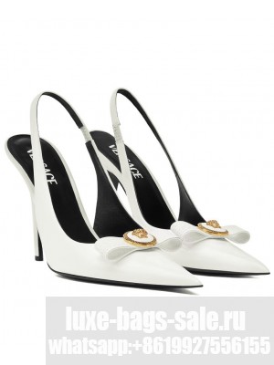 Versace Women's Gianni Ribbon High Slingback Pumps White