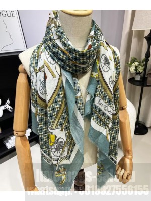 Hermes Women's Les Voitures Nouvelles Scarf Gray