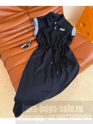 Miumiu Women's Striped Drawstring Dress Black