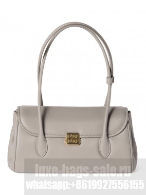 Miumiu Leather Shoulder Bag Gray
