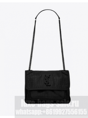 YSL NIKI MEDIUM IN CROCODILE-EMBOSSED LEATHER 498894 black