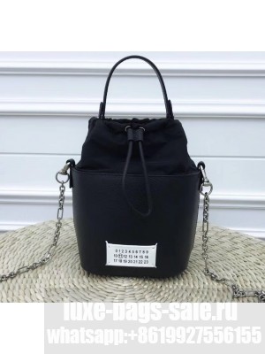 Maison Margiela Textured Leather 5AC Bucket Bag Black