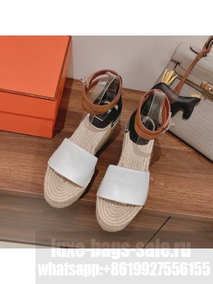 HERMES HEEL 8.5CM PLATFORM 5CM TIPOLI WEDGE ESPADRILLES 04