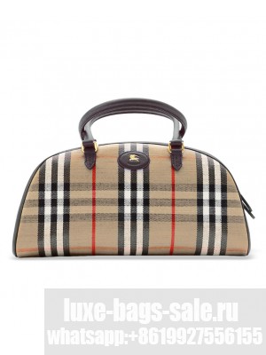 Burberry Canvas Highlands Bowling Top-Handle Bag Dark Coffee