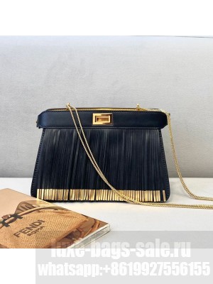 Fendi Peekaboo I See U Pochette Chain Bag with Fringes Black 2021 Collection