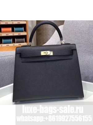 Hermes Kelly 25cm Bag in Original Epsom Leather Black