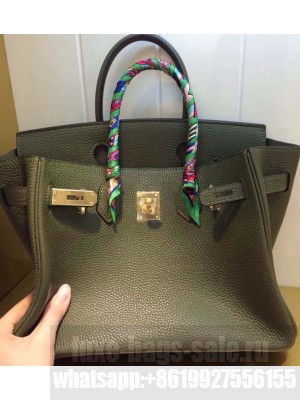 HERMES BIRKIN BAG 35 green togo leather with gold/silver hardware