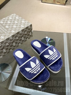 Adidas x Gucci women's platform GG cotton sponge sandal 2022 Collection 05