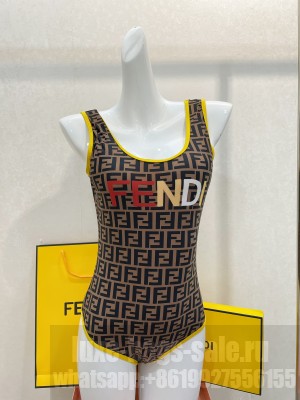 Fendi Logo Print Swimsuit Blue 2022 Collection 076