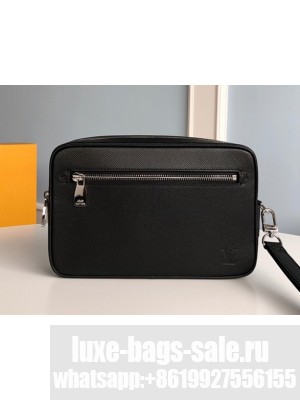 Louis Vuitton Men's Kasai Clutch in Taiga Leather Black M33409