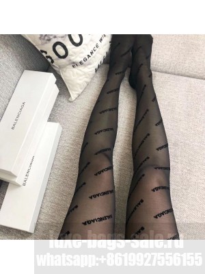 Balenciaga Flocked Logo Tights Black 01 2019 Collection
