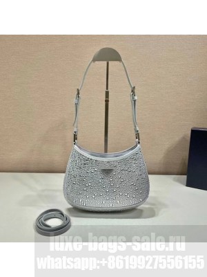 Prada Cleo satin bag with crystals 1BC169 silver