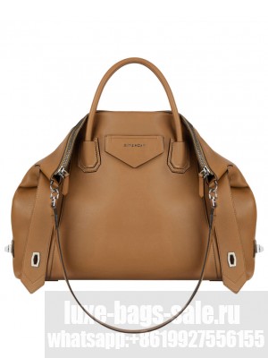 Givenchy Medium Antigona Soft Bag In Smooth Leather Light Coffee