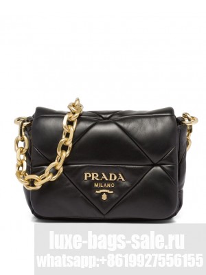 Prada System Nappa Patchwork Shoulder Bag 1BD292 Black