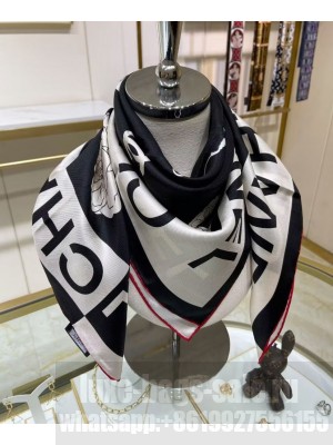 Chanel Women's Camellia Printed Square Scarf Black