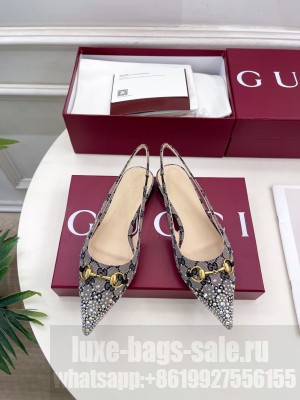 Gucci Women's Erin Gg Crystal Canvas Slingback Flat Black 2025