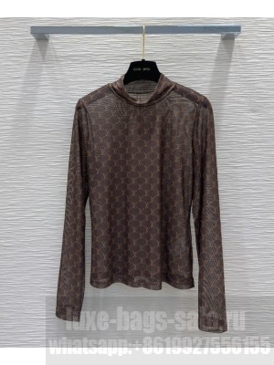 Louis Vuitton Women's Mesh Bottoming Shirt Dark Coffee