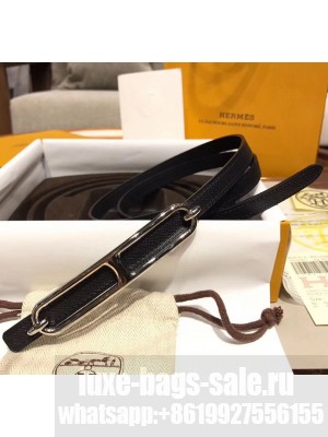 Hermes Width 1.3cm Swift & Epsom Leather Reversible Belt With Long Buckle Black 2020 Collection