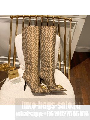 Versace x Fendi Fendace 10.5cm FF Canvas Knee-High Brown 2022 Collection
