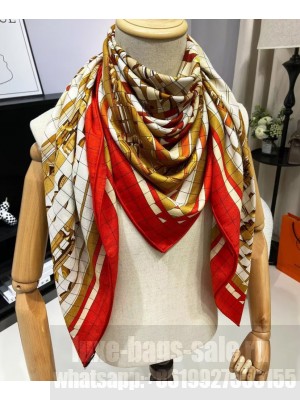 Hermes Women's Coaching Deja-Vu Scarf Orange