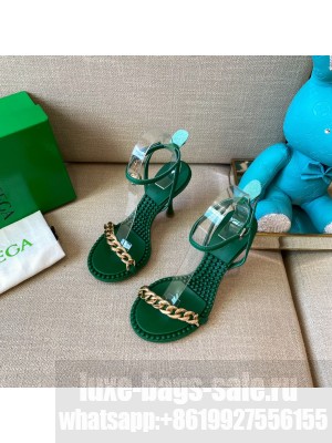 Bottega Veneta Dot Leather Chain Sandals 9cm Green 2021 Collection