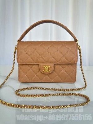 Chanel FLAP BAG WITH TOP HANDLE AS5166 Camel
