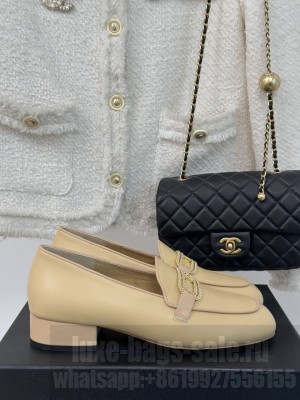 Chanel Lambskin Leather Loafers with Chain Yellow 2025 G46113