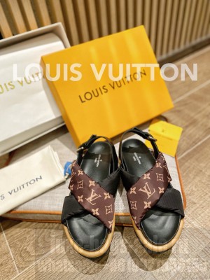 Louis Vuitton Unisex Pool Pillow Comfort Down Sandals Brown 2022