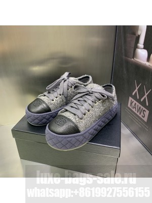 Chanel 40mm Fabric & Shiny GoatskinDark Grey & Black G39105