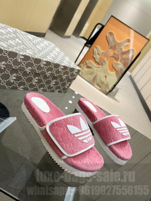 Adidas x Gucci women's platform GG cotton sponge sandal 2022 Collection 08