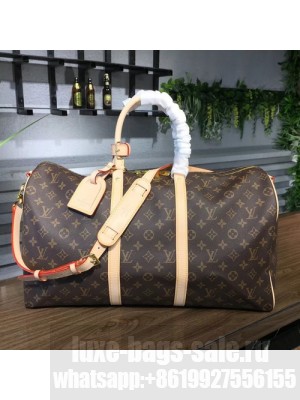 Louis Vuitton Keepall 50 Bandouliere Duffle Bag Monogram Canvas Fall/Winter 2017 Collection M41426, Beige