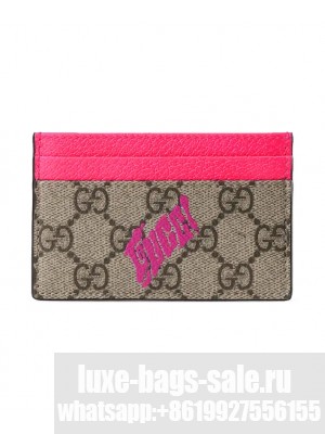 Gucci GG letter pattern printed card holder Pink