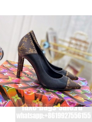Louis Vuitton Cherie Pump 9.5cm in Studded Monogram Canvas Black 2021 Collection