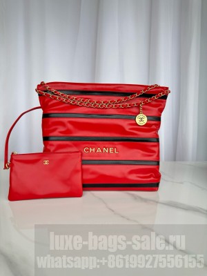 CHANEL 22 HANDBAG Calfskin & Gold-Tone Metal AS3261 Red&Black
