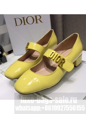 Dior Patent Calfskin Mary Janes Pumps Yellow Spring/Summer 2021 Collection
