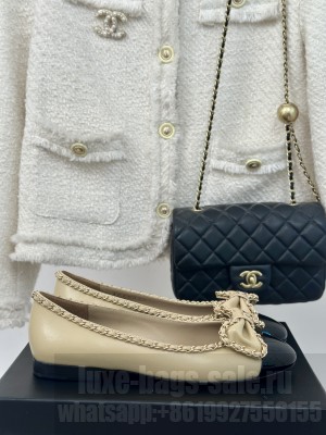 Chanel Women's 6.5cm Chain Around And Bow Flat Beige 2024