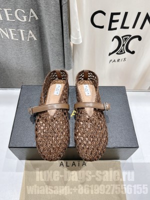 Alaïa BALLET FLATS IN BRAIDED LAMBSKIN BROWN 2025