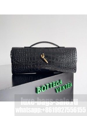 Bottega Veneta Long Clutch Andiamo With Handle alligator leather 741511 black