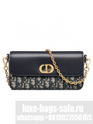 Christian Dior 30 Montaigne Avenue East-West Double Carry Mini Bag Dark Blue