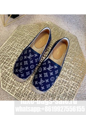 Louis Vuitton Monogram Denim Espadrilles Navy Blue 2021 (For Women and Men) Collection