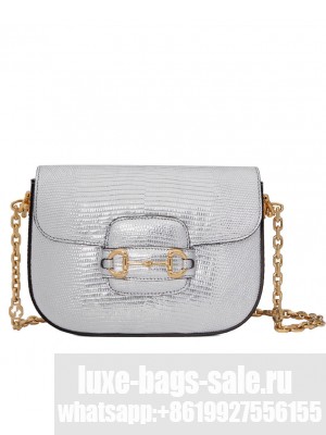 Gucci Horsebit 1955 Lizard Mini Bag 675801 Silver