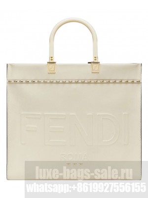 Fendi Sunshine Medium Leather Shopper 8BH386 Cream