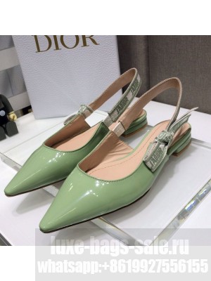 Dior J'Adior Slingback Ballerinas Flats in Green Patent Calfskin Spring/Summer 2021 Collection
